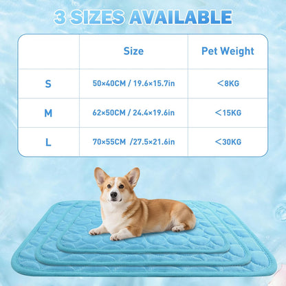 Alfombra Refrescante Para Perros, 70X55Cm Manta Refrescante Para Perros Y Gatos, Pet Cooling Mat Verano, Impermeable, Cama Refrescante Perro Autorefrigerante Para Casa, Coche, Viaje (Azul, L)