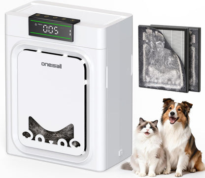 Purificador De Aire Para Mascotas, Filtros HEPA Lavables Por Ambos Lados, Para Habitaciones Grandes Hasta 204 m², Elimina Pelos, Olores, Alérgenos, Caspa, Humo & Polvo, PP02