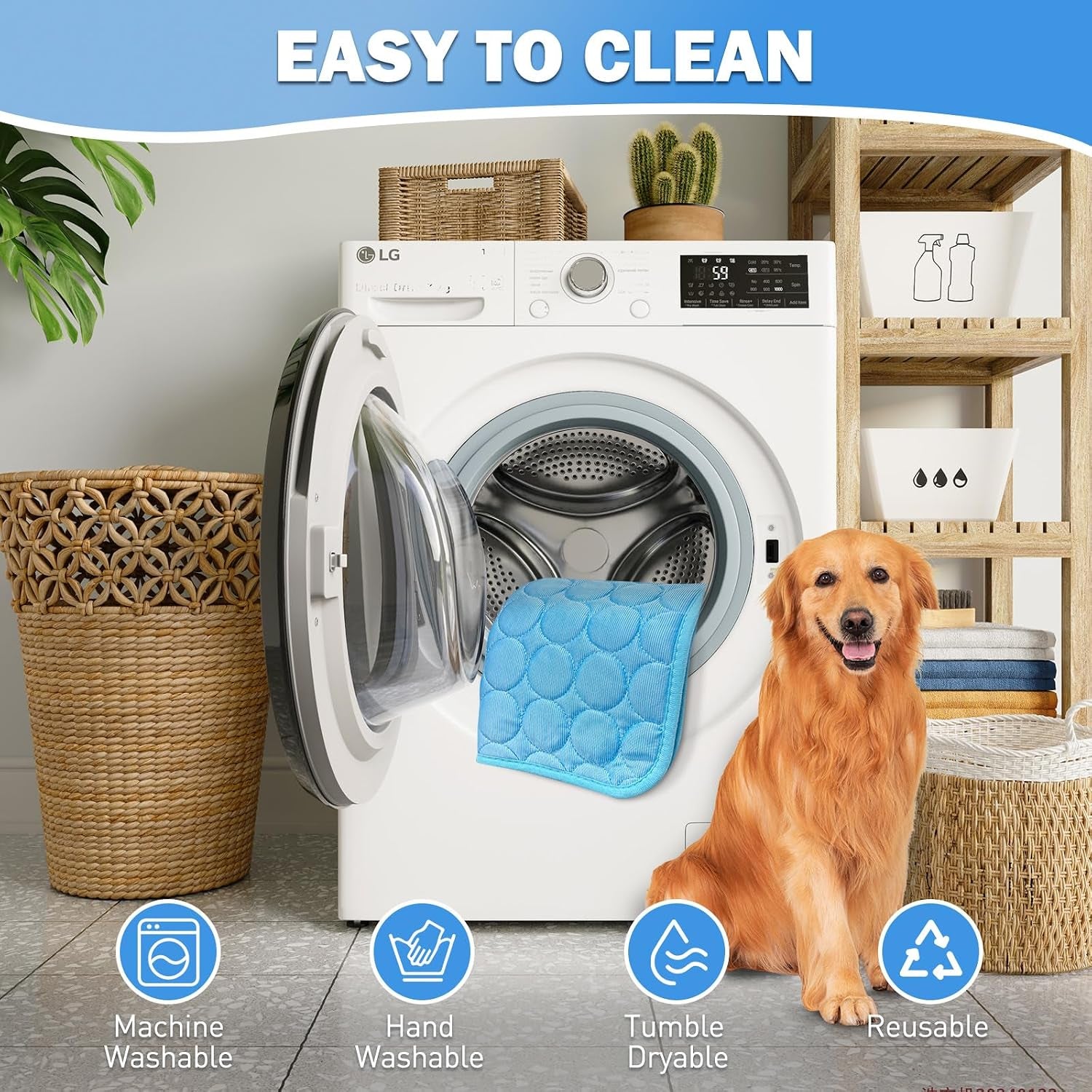 Alfombra Refrescante Para Perros, 70X55Cm Manta Refrescante Para Perros Y Gatos, Pet Cooling Mat Verano, Impermeable, Cama Refrescante Perro Autorefrigerante Para Casa, Coche, Viaje (Azul, L)