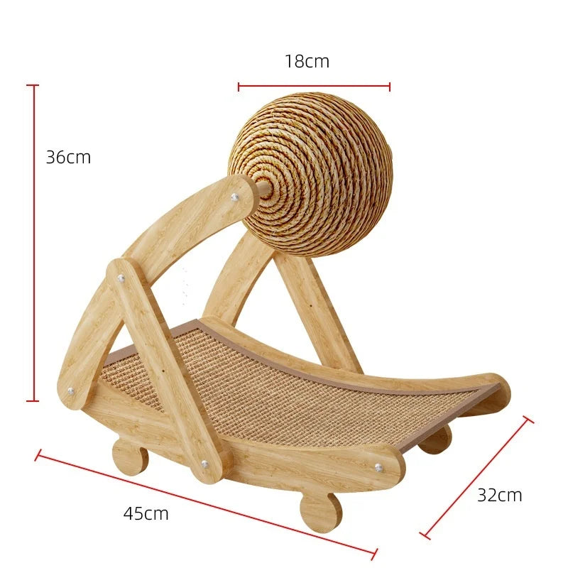 Wooden Cat Scratching Ball 2 in 1 Cat Scratcher Sisal Scratch Board Wear-Resistant Grinding Paw Toy Solid Wood Scraper for Cats