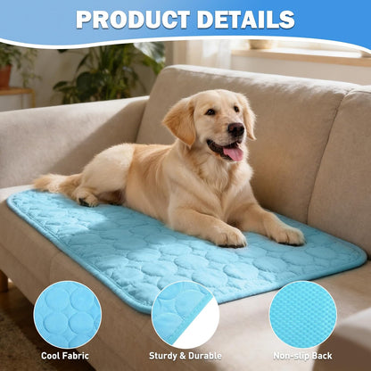 Alfombra Refrescante Para Perros, 70X55Cm Manta Refrescante Para Perros Y Gatos, Pet Cooling Mat Verano, Impermeable, Cama Refrescante Perro Autorefrigerante Para Casa, Coche, Viaje (Azul, L)