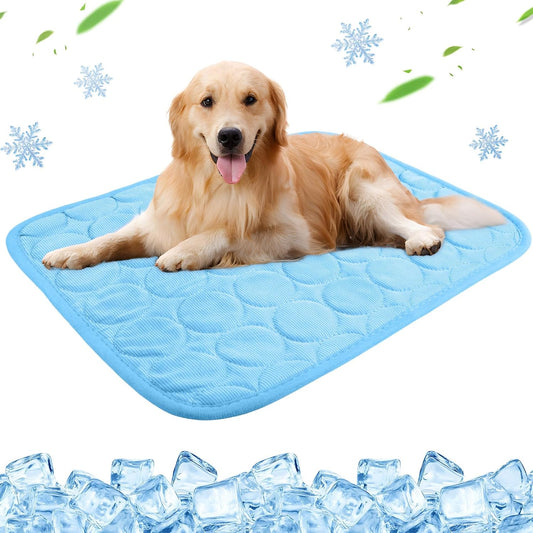 Alfombra Refrescante Para Perros, 70X55Cm Manta Refrescante Para Perros Y Gatos, Pet Cooling Mat Verano, Impermeable, Cama Refrescante Perro Autorefrigerante Para Casa, Coche, Viaje (Azul, L)